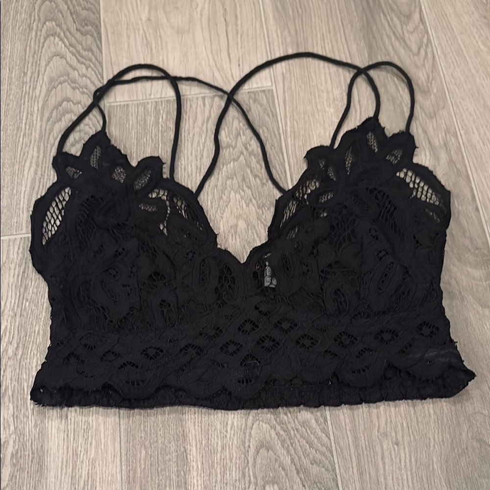 Free People Black Lace Top Size S